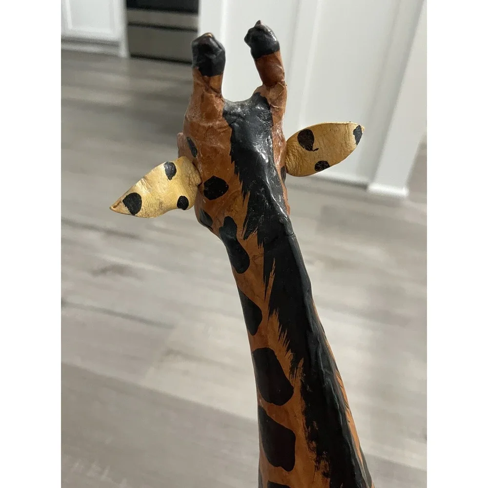 Vintage Leather Wrapped Giraffe Large Statue‎ Decor Figure 17